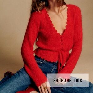 Sezane Elise Cardigan Red - Size M